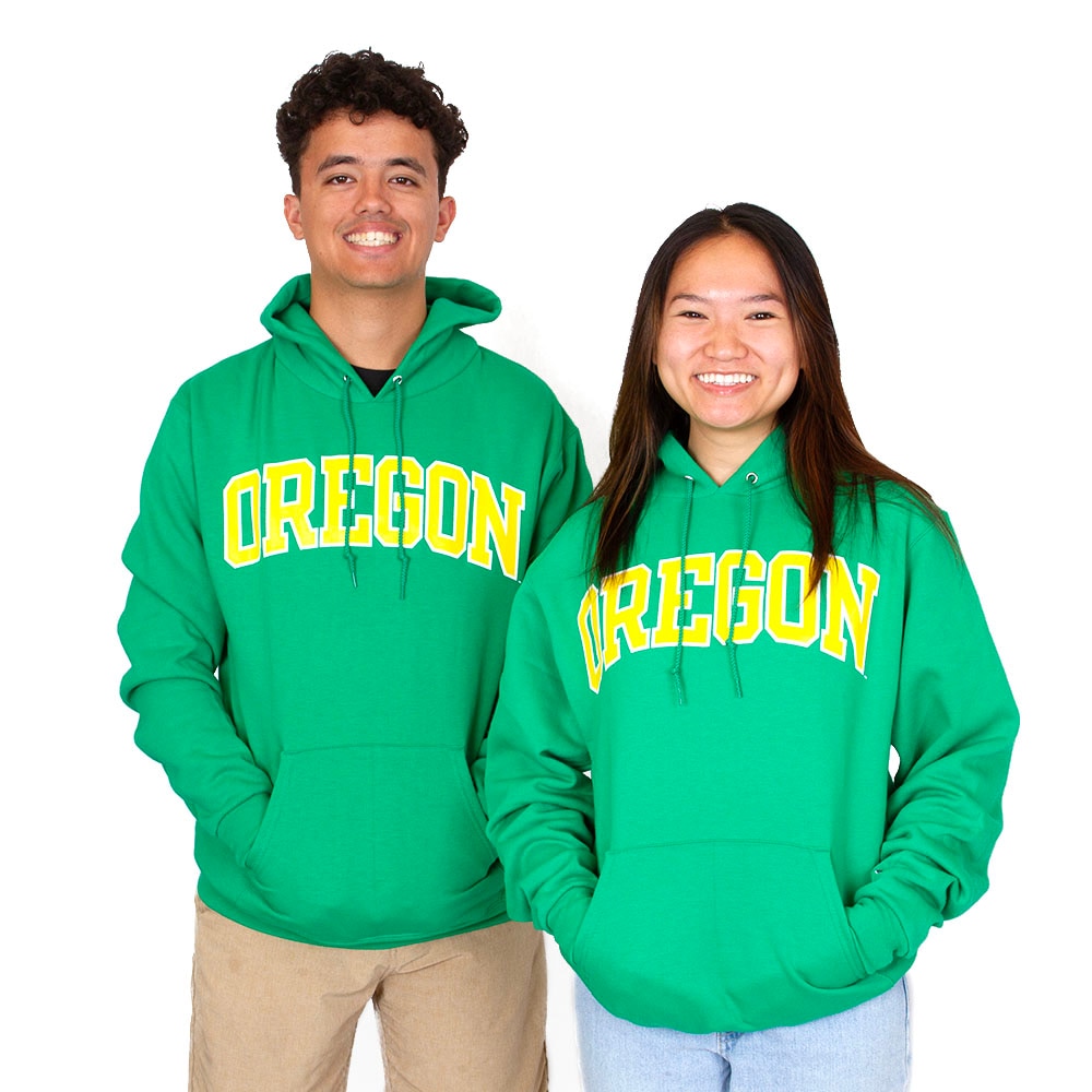 Arched Oregon, Champion, Green, Hoodie, Cotton Blend, Men, Unisex, Fleece, Pullover, Sweatshirt, 942068